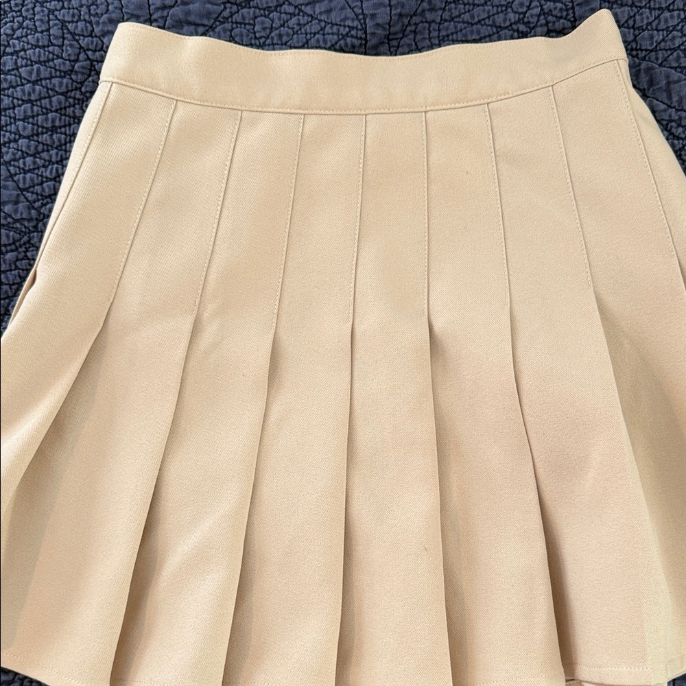 School Uniform Khaki Pleated Skirt M